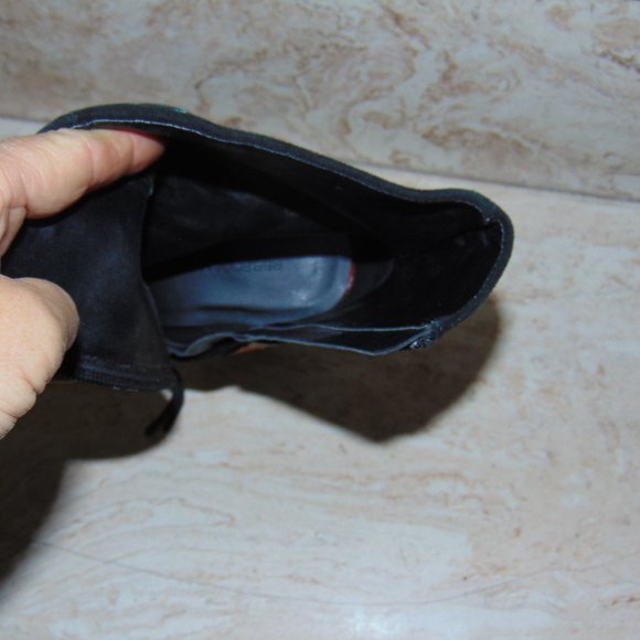 Rebecca Minkoff Black Teal Peach Billie Floral Embroidered Peep Toe Bootie Sz 8M - Picture 7 of 9